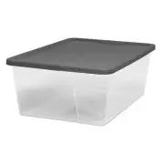 4 Pack Plastic Storage Containers, Multipurpose Stackable Bins with Gray Snap...