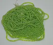 Vintage Seed Beads Czech Glass Transparent Chartreuse Green Full Hank