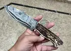 9.25" Custom Hand Made EDC Mokume Damascus steel Skinning Bushcraft Knife (3003)