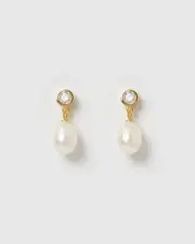New Izoa Everlee Earrings Gold Pearl (The Zebra Effect Boutique)