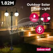 Solar Garden Post Light Outdoor Yard Pathway Street Patio Pillar Dual Head Lamp
