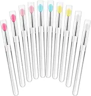 10 Pack Lip Applicators Reusable Lipstick Applicators Silicone Lip Gloss Brush for Mask with Clear Handles and Caps for Cream, Eyeshadow, Multicolor