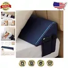 Navy Bed Wedge Pillow for Headboard - 2 Pocket Convenience for Adults