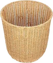 Ciieeo Rattan Round Waste Basket, Woven Wastebasket, Wicker Small Paper Trash Can, Plant Flower Planter, Kids Pet Toys Storage Bin Laundry Hamper Basket for Bathroom L
