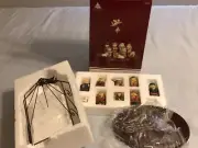 Enchanted Forest 10 Pc Hand Painted Porcelain Christmas Nativity Set wStand/Base