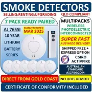 7 x PHOTOELECTRIC Wireless Smoke Alarm INTERCONNECTED & Remote 10 yr Life