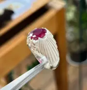 Beautiful Natural Ruby Stone Ring, Red Ruby Yaqoot Stone, Oval Cut Ruby
