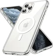 JETech Magnetic Case for iPhone 11 Pro Max 6.5-Inch Compatible with MagSafe Wireless Charging, Shockproof Phone Bumper Cover, Anti-Scratch Clear Back (Clear)