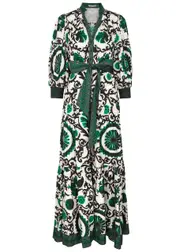 Alice + Olivia Cora Printed Stretch-cotton Maxi Shirt Dress - Green - S (UK8-10 / S) S (UK8-10 / S)