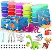 36 Colors Air Dry Clay Kit for Kids, Magic Modeling Clay Ultra Light Clay with Sculpting Tools, Accessories & Tutorial Book, Arts & Crafts Supplies for Boys Girls & Students