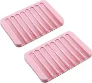 Soap Dishes Holder for Bathroom, Silicone Soap Case Holder Tray for Sponges, Soap Box Container for Bathroom Shower Home Sink Bathtub Kitchen -2 Pack (Pink)