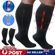 S-6XL Plus Size Medical Compression Socks Wide Calf Leg 20-32 mmHg Unisex Zipper