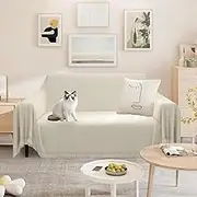 Solid Sofa Cover for Sectional Couch, Chenille Sofa Towel Cover, Dog and Cat Sofa Cover, Waterproof Sofa Cover for 2 Cushion Couch, Living Room Furniture Protector Throw Covers 180 x 300 cm