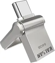 Type C USB Flash Drive 64GB 2 in 1 USB Sticks OTG Type C+ USB 3.0 Dual Drive Waterproof Memory Stick with Keychain Metal-Silver Color