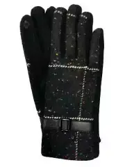 G&S Womens Black Belted Speckle Stretch Fit Button Texting & Tech Smart Gloves