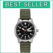 Stylish Eco-Drive Garrison Field Watch - Luminous Dial & Olive Nylon Strap