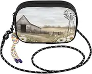 [XYMZR] Farm Daisy Barn Retro Crossbody Bags for Women Cell Phone Purses Women's Shoulder Handbags Wallet Purse with Adjustable Strap, Multi-colored, One Size