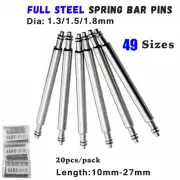 20pcs Full Steel Watch Band Pins Dia 1.8 1.3 1.5mm Strap Spring Bars Pin 10-27mm