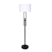 Sarantino Metal Height-Adjustable Floor Lamp Matte Black Finish with Drum Shade