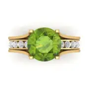 2.89ct Round Cut Natural Peridot Promise Bridal Ring set Sliding 14k Yellow Gold
