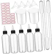 MAGICLULU 1Set Plastic Sample Bottles with Droppers Measuring Cups Funnels Labels Practical Leak Storage Containers for Laboratory Use for Liquid Samples and Easy