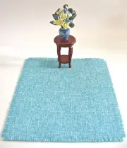 dollhouse doll house miniature WOVEN RUG CARPET SOLID LIGHT BRIGHT BLUE