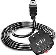 tunghey OBD Power Cable, Mini USB Port OBD2 Power Cable for Dash Camera 24 Hours Surveillance/Acc Mode with Switch Button, 16Pin OBDII Adapter Hardwire Charger Cable 12-26V to 5V 3.5M (Straight)