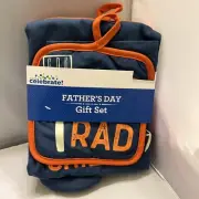 Father's Day Gift Set Grill Kitchen Apron Oven Mitt Potholder New 3-Piece New