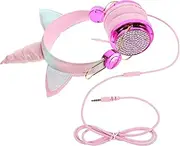 Sewroro Headset with Microphone Unicorn Design Durable Plug Earphones for School Home and Travel Compatible with Smartphones Tablets and Computers