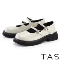 在飛比找momo購物網優惠-【TAS】雙帶心型釦漆皮瑪麗珍鞋(米白)
