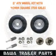 8" ATV WHEEL KIT WITH STUB AXLES AND HUBS! PERFECT FOR GO KART ! QUAD TRAILER