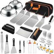35PCS Griddle Accessories Kit, Flat Top Grill Accessories Set for Blackstone and Camp Chef, Grill Spatula Set with Enlarged Spatulas, Basting Cover, Scraper Tools for Outdoor Backyard Garden Barbecue