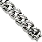 [JewelryWeb] 16mm Stainless Steel Artisan Oxidized and Polished Curb Link Bracelet 8.5 Inch-Link-Bracelet for Women