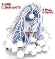 (100) 9" White Ball BUNGEE Cord Tarp Bungee Tie Down Strap Bungi Canopy Straps