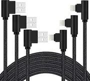 Osecet iPhone Charger 3 feet MFi Certified 3 Pack 90 Degree Nylon Braided Lightning Cable Right Angle Charging Cord for iPhone14 13 12 11 Pro X XS XR 8 Plus 7 6 5 and More (Black, 3 FT)