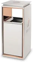Outdoor Trash Can Indoor/Outdoor Trash Can Square Metal Trash Can with Two Side Openings, Modern Household Commercial Trash Can White Outside Garbage can(Large)