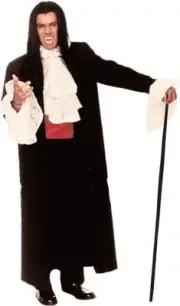 5pc Count DAMON Long Coat Dracula Vampire Cape Halloween Costume Adult OS 34-38