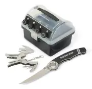 MOSSY OAK 3PC FISHERMAN'S KIT SPOOLING STATION, 13 IN 1 MINI TOOL, FOLDING KNIFE