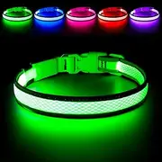 HiGuard LED Dog Collar, USB Rechargeable Glowing Pet Collar Night Safety LED Light Up with Nylon Webbing Perfect for Small, Medium, Large Dogs (Medium Collar[14"-20" inch / 35.5-50.8cm], Neon Green)