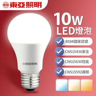 【TOA東亞照明】1入組 10W/13W/16W LED燈泡 省電燈泡 長壽命 柔和光線 1年保固(白光/自然光/黃光)