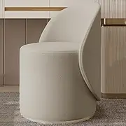 Rotating Dressing Stool, Bedroom Dressing Chair, Home Backrest Stool, Leather Dressing Chair, Easy to Use, Rubber Wood Frame, High Stability,Gray