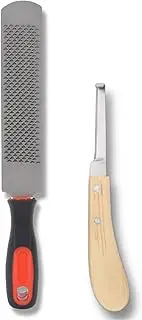 FUNMIX Hoof Rasp & Hoof Knife - 13 Inch Horseshoe File Horse Accessories - Strong Durable Carbon Steel Hoof Files Tool Suitable for Horse Goat Cow Donkey Animal Hooves