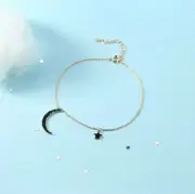 Titanium Black Moon Star Rose Gold Pave Cubic Zirconi Foot Ankle Bracelet Anklet