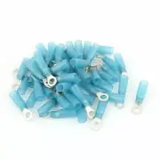 A● 50Pcs RV2-5Heat Shrink Electric Shrinkable Wire Solder Terminals AWG16-14Blue