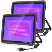 2 Pack 300W LED Black Light,Black Flood Light Outdoor with Plug and Switch, I...