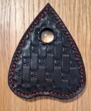 Hand Tooled Mini Black Leather Ouija Board Planchette