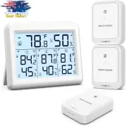 Indoor Outdoor Thermometer, 3 Channels Digital Hygrometer Thermometer with 3 Sen