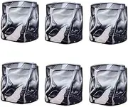 Hbluefat Glass Drinkware Set of 6 - Crystal Wave Mug for Whiskey, Wine, Brandy, Liquor, Water - 6.8oz Tumblers for Indoor and Outdoor Use (Cigarette Ash)