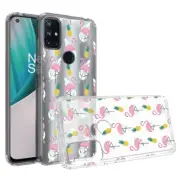 Design Transparent Bumper Hybrid Case for OnePlus Nord N10 5G FLAMINGO PINEAPPLE