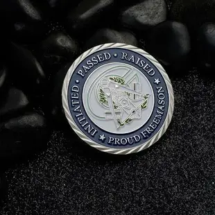 美國共濟會紀念章彩繪外幣 兄弟會硬幣外國硬幣自由石匠信仰銀幣